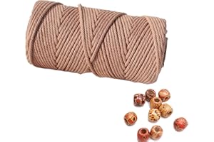 LOVING BASSO Macrame Cord 3mm 109 Yards Terra Cotta 1 Pack,Natural Cotton Rope for Colored Macrame Knitting, 4 Strands Twist Cotton Rope Macrame 3mm for Beginner Handmade Colored Wall Hanging Weaving Tapestry