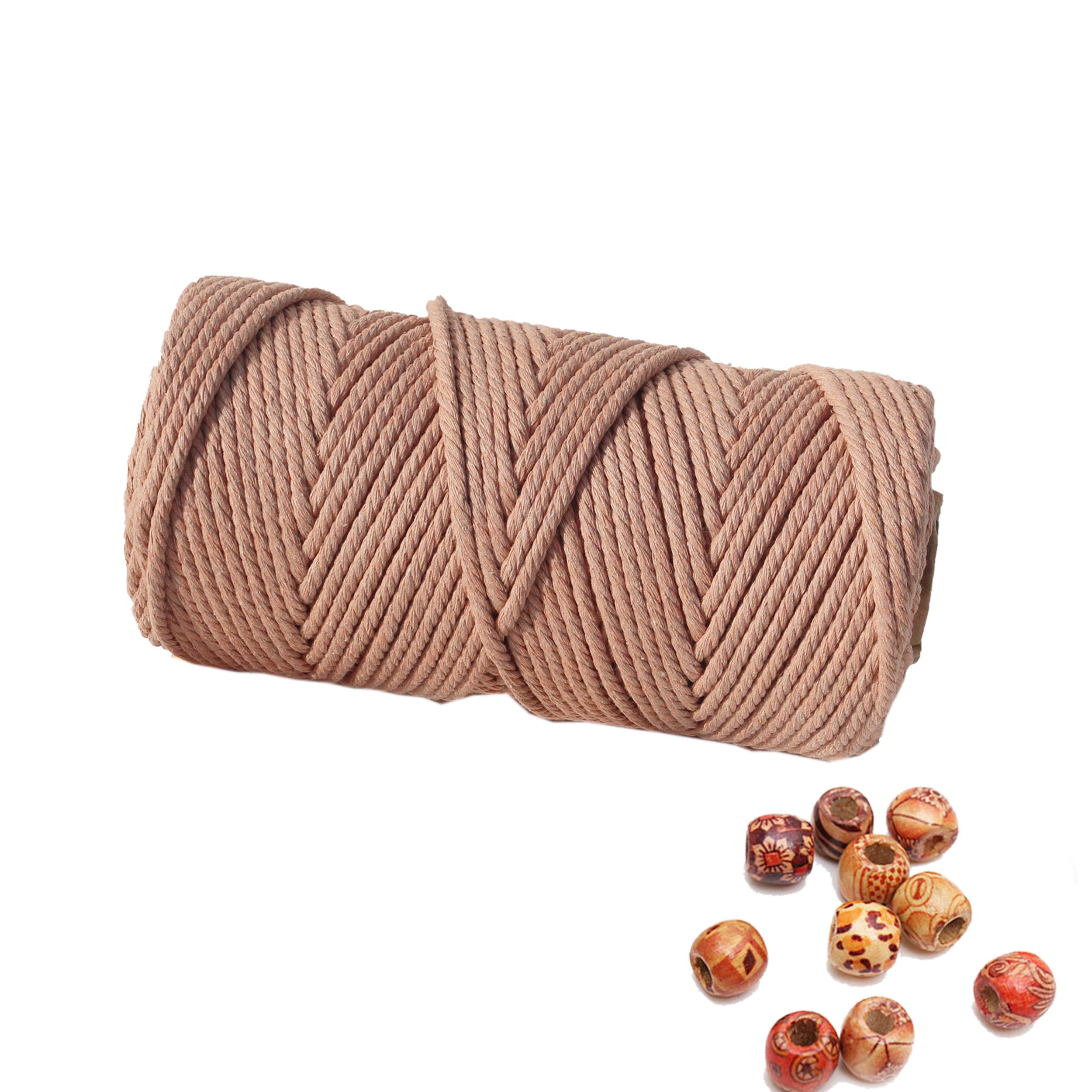 Macrame Cord 3mm 109 Yards Terra Cotta 1 Pack,Natural Cotton Rope for Colored Macrame Knitting, 4 Strands Twist Cotton Rope Macrame 3mm for Beginner Handmade Colored Wall Hanging Weaving Tapestry