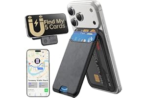Fanseesy for MagSafe Wallet, Works with Apple Find My,5 Card Holder with Stand, Magnetic Phone Wallet Stand for iPhone 17/16/15/14/13/12 Pro Max Air Plus, RFID Blocking Vegan Leather,Black