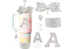 XIANGYUAN Stanley Cup Accessory Set Includes 10mm Straw Cover,Bow Cup Decoration,Personalized Stickers for Water Bottle and Other Accessories,Suitable for 30and40oz Stanley Cup (white A)