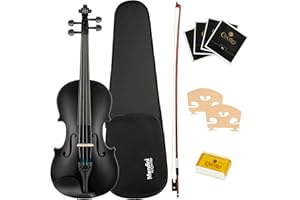 Mendini 16-Inch MA-Black Solid Wood Viola with Case, Bow, Rosin, Bridge and Strings