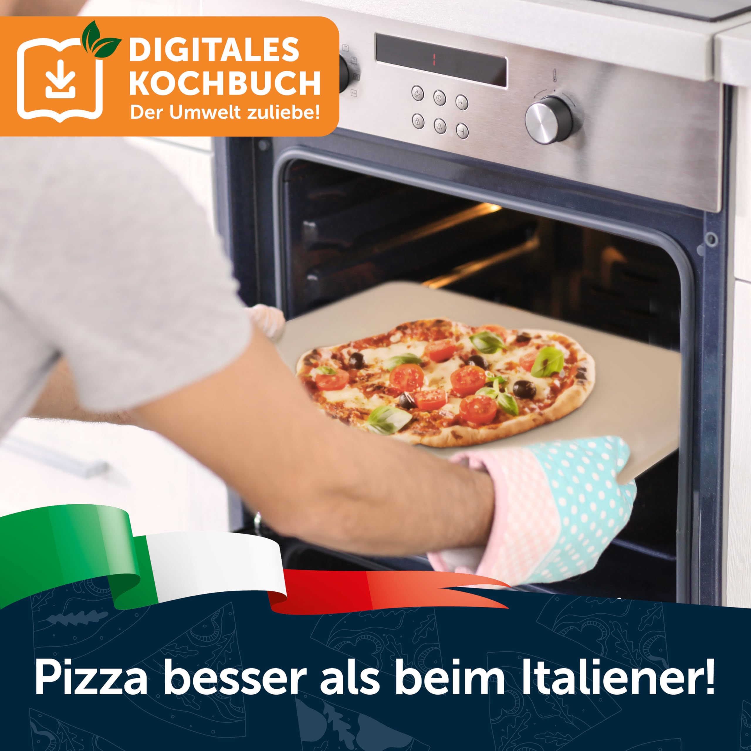 Blumtal Pizzastein Gasgrill & Pizzasschieber - Pizza Schamottstein für Backofen, Grill Steinofen Backstein 5