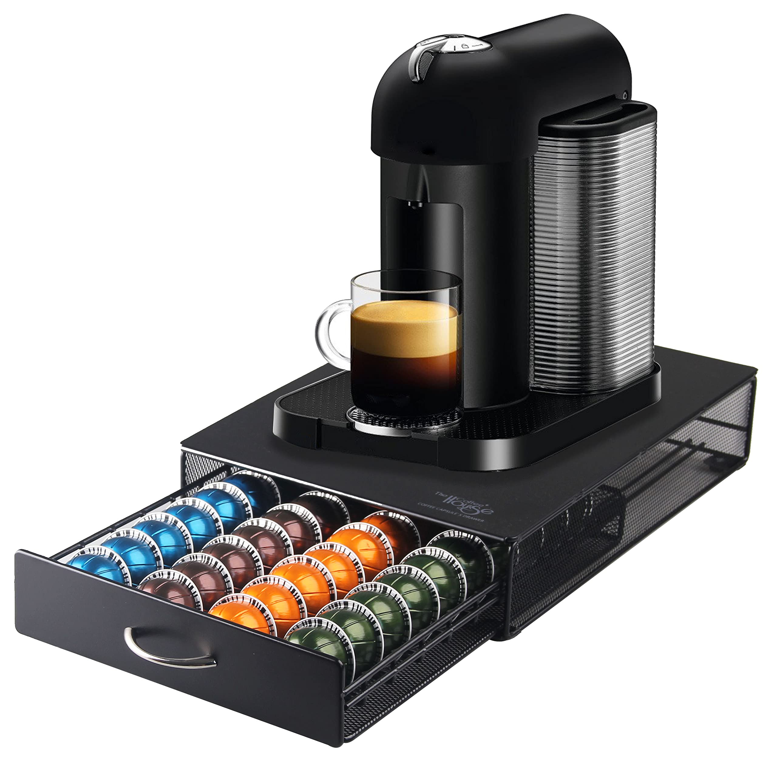 EVER RICH ® Capsules Storage Drawer Compatible with VERTUOLINE NESPRESSO Capsules (40 Capsules Capacity) (1. VertuoLine 40)