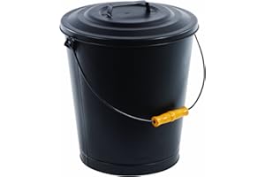 Pleasant Hearth Fireplace Ash Bucket with Lid,Black