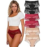 Cinvik Lace Underwear for Women Lace Panties Sexy Underwear Ladies Invisible Cheeky Women's Briefs Pack