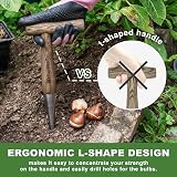 Haliaeetus Garden Dibber L-Shaped Wood Handle 5" Depth Marks Stainless Steel Tip view 2