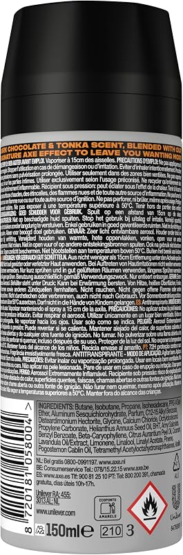 Axe desodorante masculino antitranspirante dark temptation 150ml - pacote de 6 - aerossol - fresco