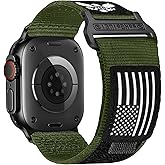 SaNgaiMEi Nylon Sport Band Compatible with Apple Watch Bands Ultra 3/2/1 49mm 46mm 45mm 44mm 42mm, Men Soft Rugged Stars-Stripes Flag Strap for iWatch Series 11/10/9/8/7/6/5/4/3/SE/SE2/SE3