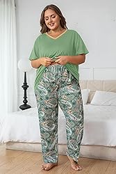 Vozanet Women's Pajama Sets Short Sleeve with Long