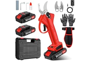 BEYN Electric Pruning Shears Cordless, Branch Cutter, Trimming Scissors Battery Power, 30mm (1.2 Inch) Cutting Diameter, SK5 Blade Tree Trimmer, 2 Rechargeable 2ah Lithium Batteries