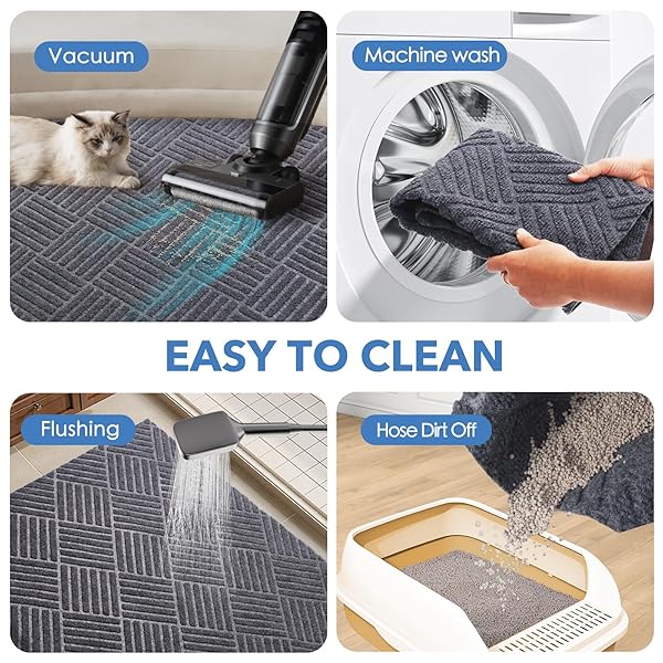 2 PACK CAT LITTER MAT,LARGE LITTER TRAPPING MAT,| WASHABLE LITTER BOX MAT, LEAK-RESISTANT, NON-SLIP BACKING,QUICK DRY,CUT TOFIT,SIZE 35”X24′