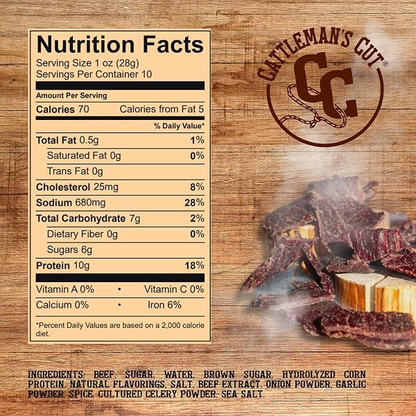 CATTLEMAN’S CUT ORIGINAL BEEF JERKY, PREMIUM MARINATED STEAK HIGH PROTEIN MEAT SNACKS, KETO FRIENDLY, GLUTEN FREE, CARNIVORE TRAVEL SNACK, RESEALABLE BAG, 10 OUNCES