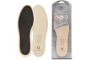 HANDARTE Leather Shoe Insoles Women | Odor Eaters for Shoes | Thin Dress Shoe Inserts | 100% Natural Goatskin Shoe Sole | Chr