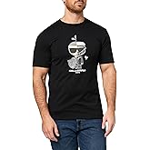 KARL LAGERFELD Men's Crewneck Short Sleeve Spliced Armor Karl Body Graphic Design Relaxed Fit T-Shirt, Black, XX-Large