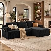HOLYFIND Boneless Couches for Living Room Sectional Cloud Couch Deep Seat Chaise, Modular Sectional Sofa for Apartment, No Assembly Required