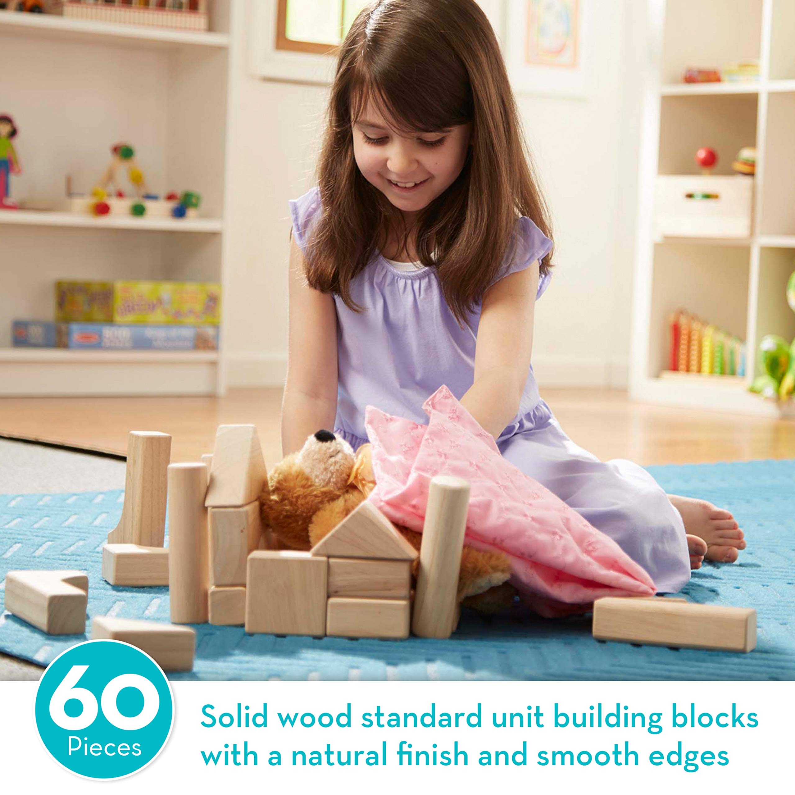 Melissa & Doug Standard Unit SolidWood Building Blocks With Wooden