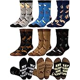 Eurzom 6 Pairs Novelty Horses Socks for Men Funny Gifts Holiday Crew Dress Socks Western Cowboy Riding Gift for Horse Riding Lovers Equestrian Derby Party