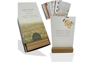 Take Heart ESV Scripture Cards Set, 52 Cards with Wooden Display Stand, Christian Inspirational Decor