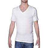 Sweatproof Undershirt for Men, V-Neck, White, Sweat Pads