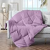 puredown® Soft Feather Down Throw Blanket Lightweight Packable Couch Throw for Indoor and Outdoor Use, Throw 50"X70",Lavender