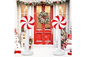 Simgoing 1 Pcs Christmas Inflatable Outdoor Decorations 4 FT Christmas Candy Inflatable Column Decoration for Winter Xmas Lawn Yard Garden Home Decor