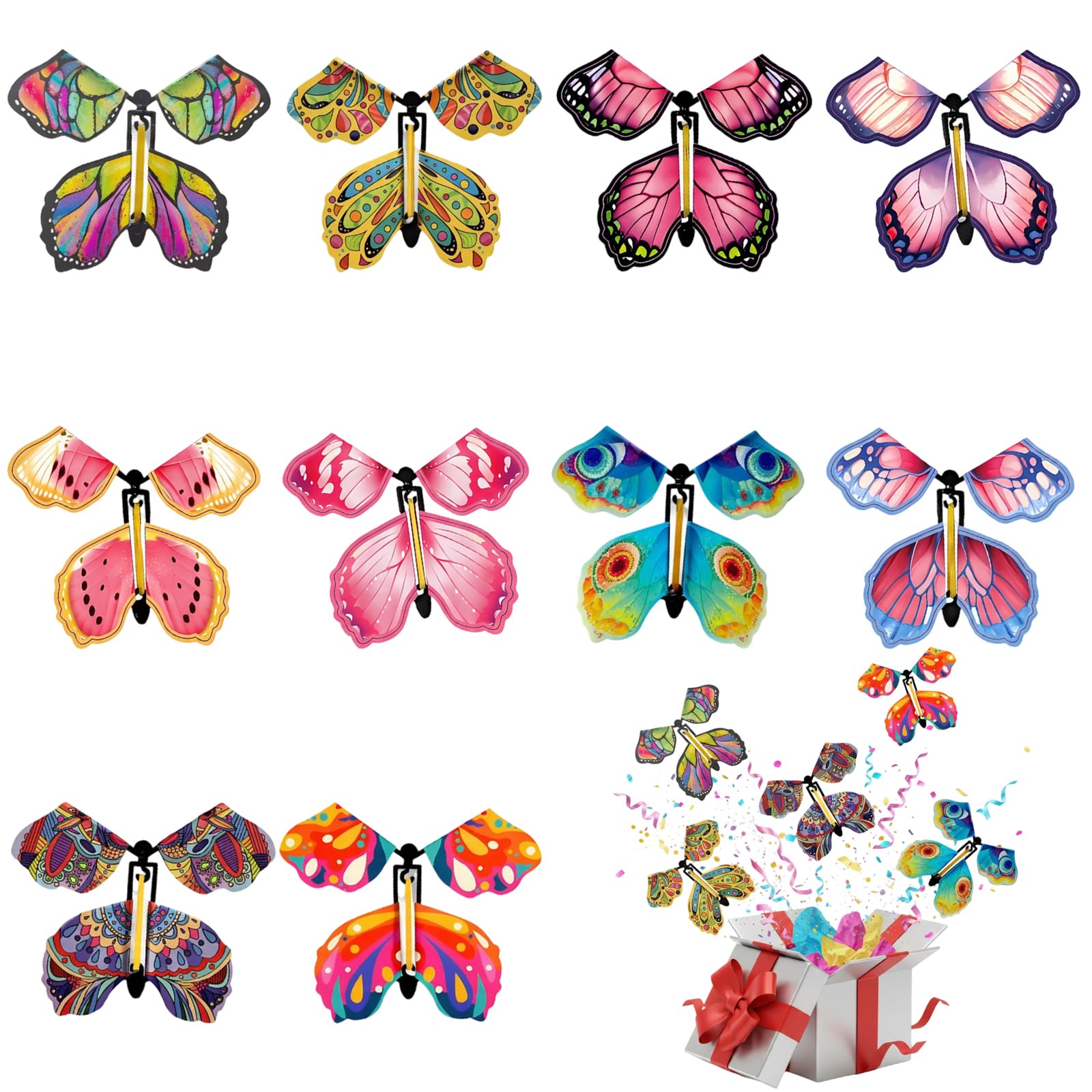 10 Pcs Flutterfly Flying Fairy Toy, Flying Butterflies, Surprise Gift for Birthday Celebrations and Party Activities, Educational Toy for Children