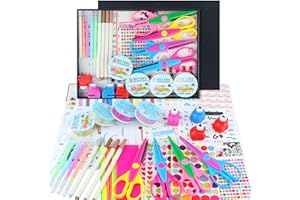 SICOHOME Scrapbook Supplies Scrapbook Kit - DIY Junk Journaling Supplies Kit - Scrapbooking Tools Paper Stickers Tapes Scissors Markers - Valentines Craft Gift for Kid Girl Women Teen Adult Starter
