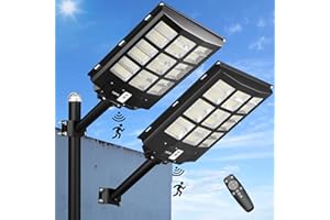 JAYNLT 2PACK 3600W Solar Street Lights Outdoor, 6500K 300000LM High Lumen Solar Parking Lots Lights Dusk to Dawn, Waterproof Solar Security Lights with Motion Sensor and Remote for Yard, Path, Garage