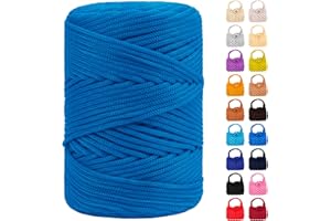 LEREATI Polyester Macrame Cord 3mm x 185yards, Braided Macrame Cord, Crochet Bag Polyester Yarn for Crocheting, Bag, Wall Hangings, Rug, DIY Crafts (Lake Blue)