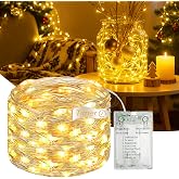 Fairdeer 16FT 50 LED Fairy Lights Battery Operated with Timer, Warm White | 8 Modes USB Mini Twinkle String Lights for Tree Wreath Vase Bedroom DIY Holiday Wedding Christmas Decorations