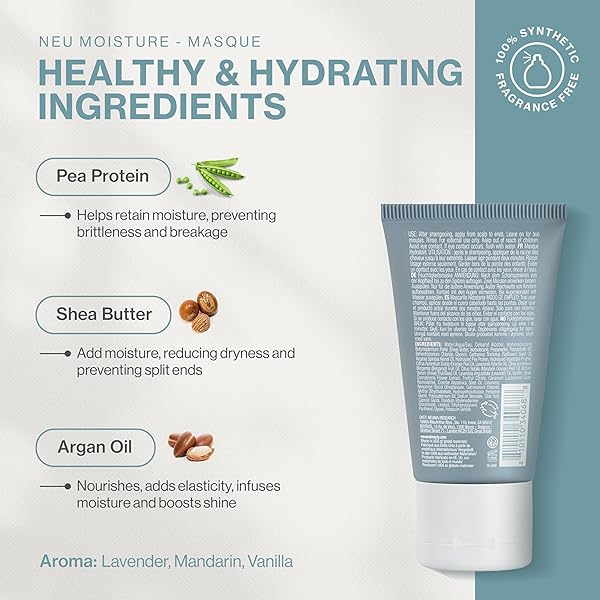 NEUMA NEU MOISTURE MASQUE 1 FL. OZ. TRAVEL SIZE DEEP MOISTURE HAIR MASK – HYDRATES, PROTECTS, SOFTENS, CONDITIONS, IDEAL FOR DRY/CHEMICALLY-TREATED HAIR, LAVENDER, MANDARIN & VANILLA SCENT