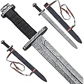 Handmade Damascus Steel 38" New Norsemen Viking Sword with Scabbard | Medieval -Style Long Sword | Collectible Gift for him | Anniversary Birthday (EBVSVar-02)