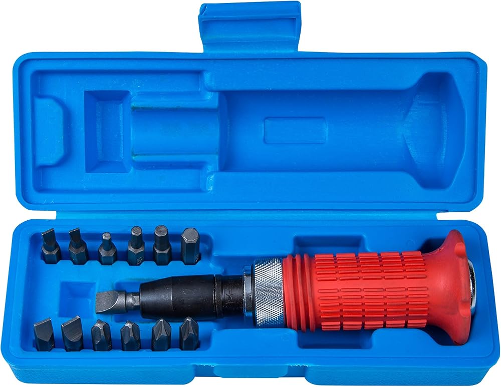 Blue Spot Tools 13 Piece Impact Driver Set in Case - Red, Hardened Steel Bits
