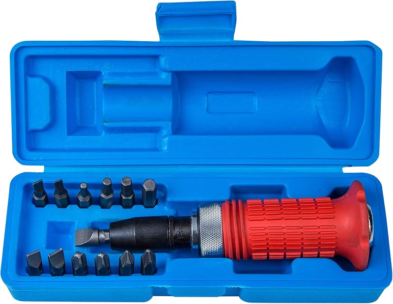 Blue Spot Tools 13 Piece Impact Driver Set in Case - Red, Hardened Steel Bits