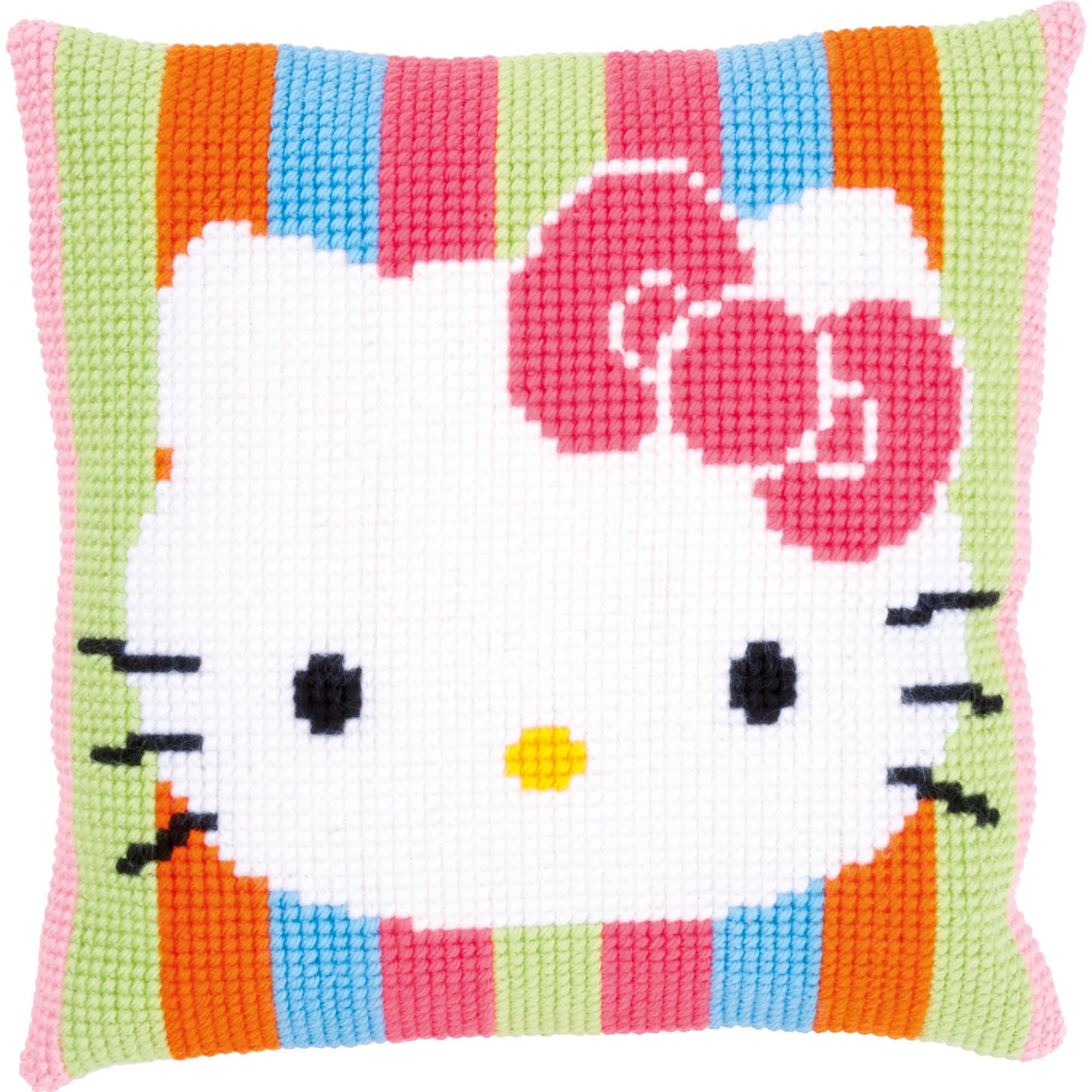 Vervaco Cross Stitch Cushion Hello Kitty Striped