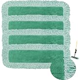 Dust Mop Pads for Rubbermaid Commercial Microfiber Dust Mops - 18 inch Mop Head Replacement with Fringe - Reusable Wet &amp; Dry Cleaning Flat Mops System 18" 17" Refill for Multi-Surface Floor - 4 Pack