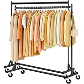 Hoctieon Z Rack Set of 2, Rolling Clothing Racks with Z-Base, Heavy Duty Garment Racks Set of 2, Clothes Rack on Wheels with Brakes, Clothes Organizer Rack Set of 2, Black
