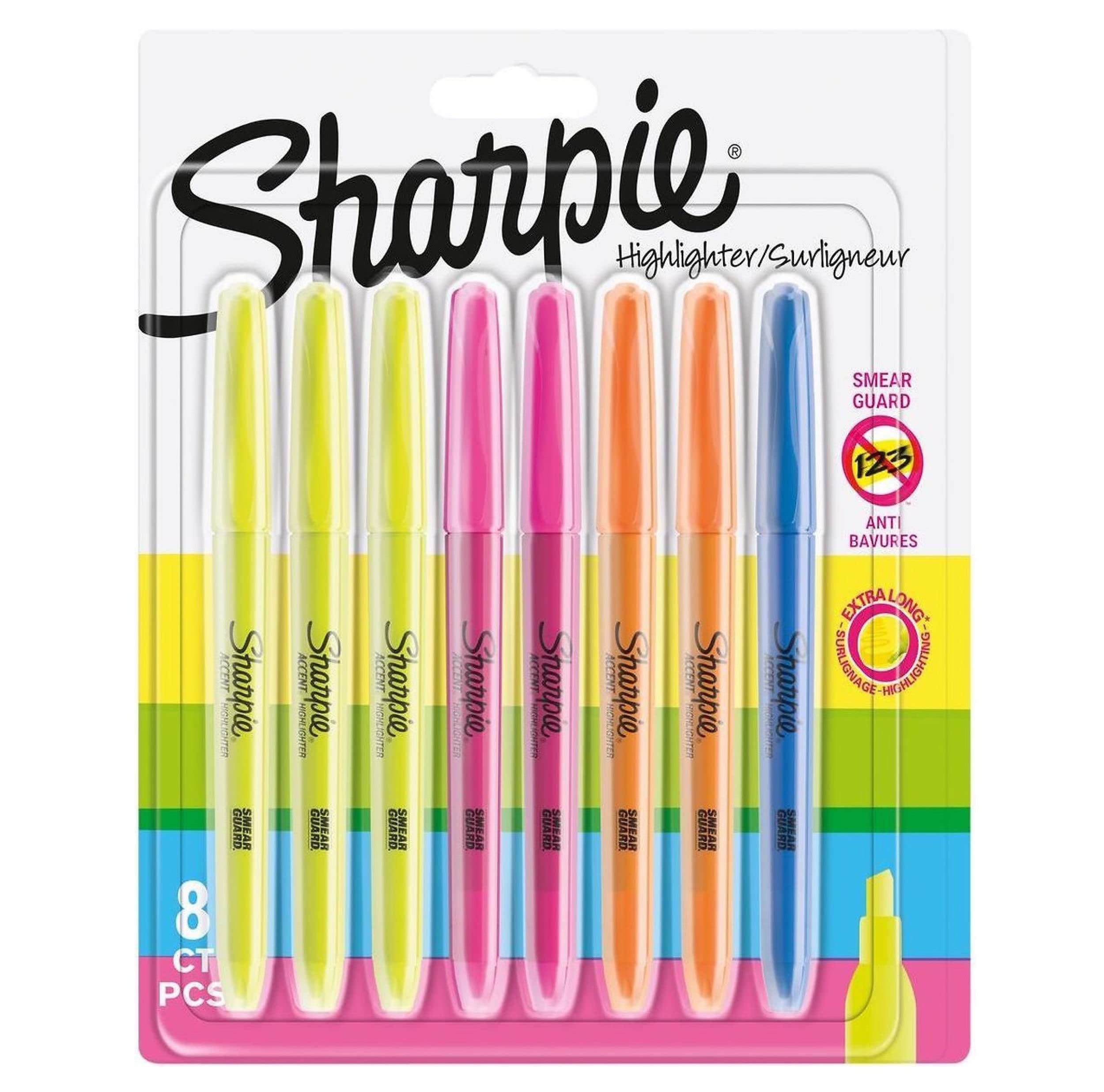 Sharpie Pocket Highlighters | Chisel Tip | Assorted Fluorescent | 8 Count