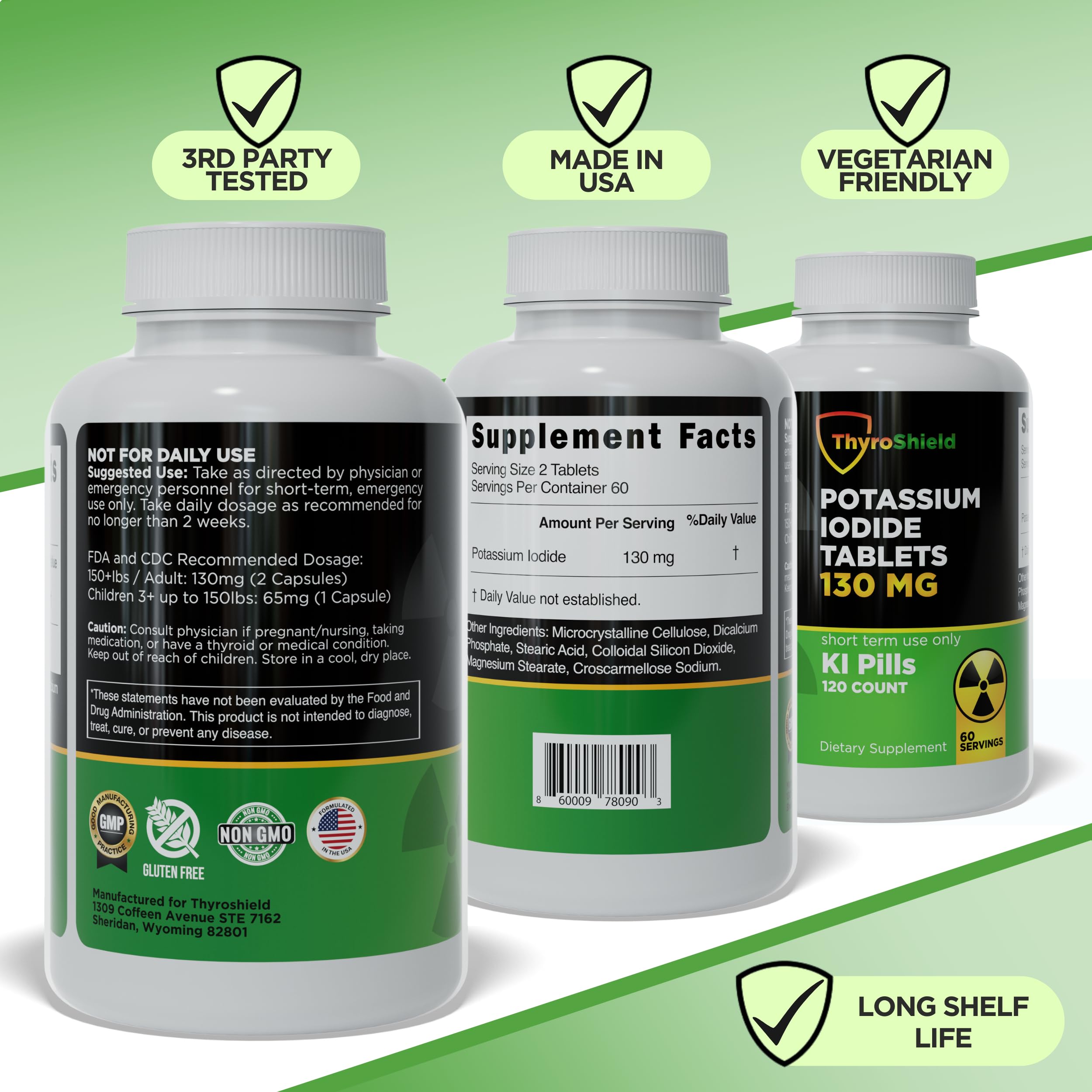 ThyroShield Potassium Iodide Tablets 130mg Iodine Tablets For