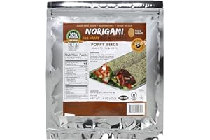 Norigami Egg Wraps with Soy Protein – Poppy Seeds. High Protein, Low Carb, Vegetarian. Thin Healthy Wraps -Certified Kosher, Non-GMO, Gluten Free -NOW Featuring 10 Wraps in a bag.