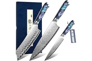 DRAGON RIOT 3-Piece Kitchen Knife Set,High Alloy Stainless Steel Chef Knife Set with Ergonomic Handle,Ultra Sharp Japanese Kn