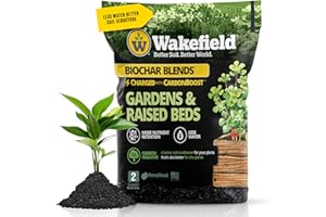 WAKEFIELD BIOCHAR Wakefield Premium Biochar Blend with CarbonBoost & Advanced Probiotics - Ultimate Organic Potting Soil Mix for House Plants, Gardens and Raised Beds - Enhanced Water & Nutrient Retention - 2Quarts