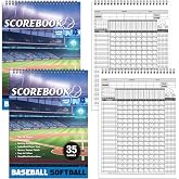 Qilery 2 Pcs Baseball Scorebook Softball Score Keeping Book 35 Games Score Book Large Print Baseball Scorebook Official College Coaching Accessories for Stats Scorekeepers, 11.6 x 8.3''