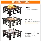 Yaheetech Square Fire Pit 86cm Outdoor Patio Heater Table with Cover view 5