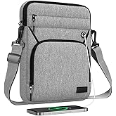 MoKo 9-11 Inch 360° Protective Tablet Sleeve Bag, Fits 11 inch iPad Air M3, iPad A16 2025, Pro 11 M5, iPad 10/9/8/7th, Tab S8/S9 11, Multifunctional Bag with Shoulder and Headphone Port, Light Gray