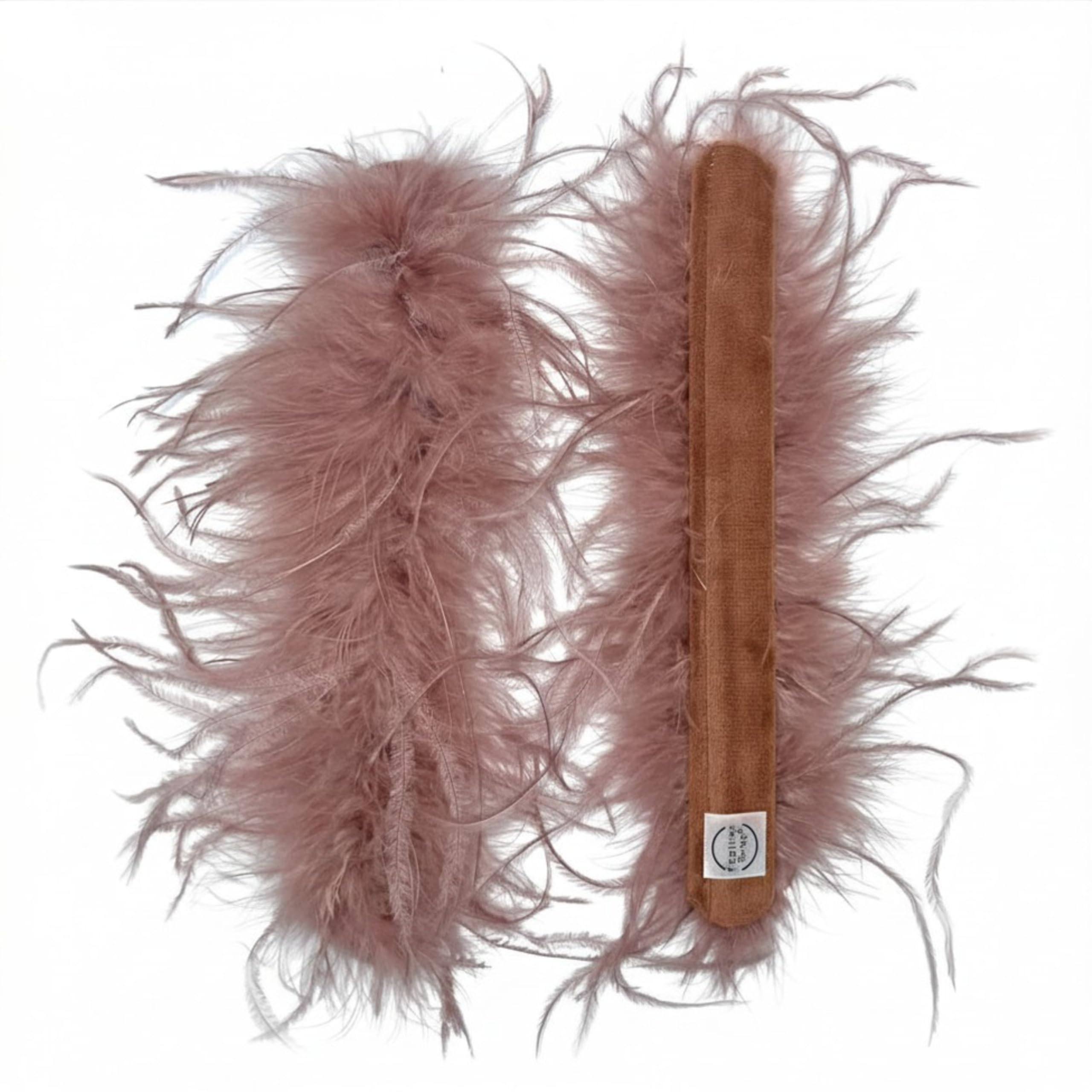 Feather Snap Pair of Original Bands Bracelets - Full Volume - Large & Fluffy Size Cuffs (Dusty Pink)