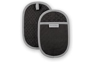 KitchenAid Asteroid Pot Holder 2-Pack Set, Black, 6.5"x10"