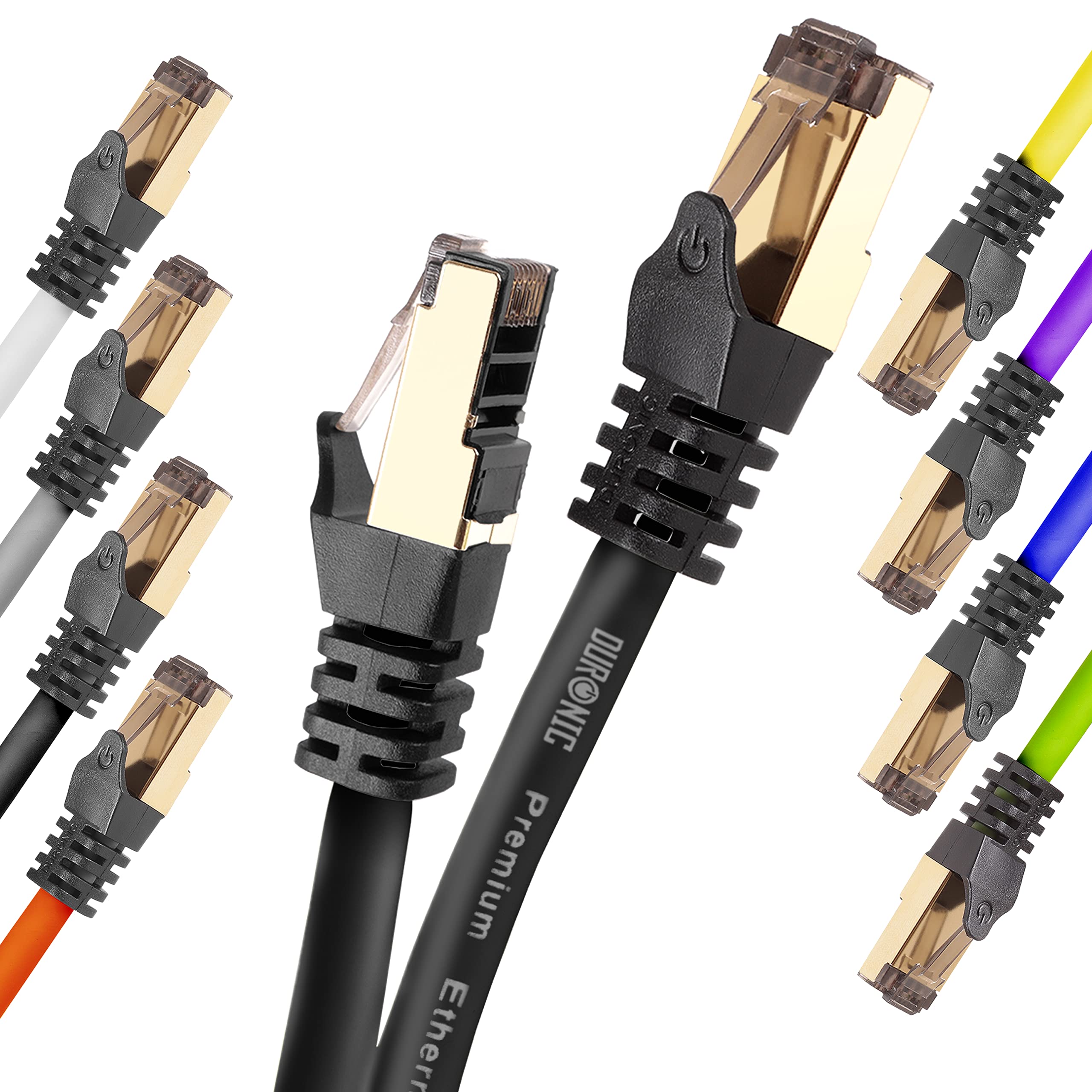 Duronic BLACK 10M CAT8 Cable | S/FTP Shielded Ethernet Wire | Super-Fast Network Patch Lead | Supports Bandwidth up to 2GHz/2000MHz | Snagless Gold RJ45 Connections | Data transmission 40 Gigabit — image 1