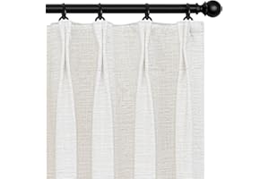 INOVADAY Pinch Pleated Blackout Curtains 84 Inch Length 2 Panels Set, 100% Blackout Curtains for Bedroom/Living Room,Thermal Insulated Linen Blackout Curtain Pinch Pleat Drapes - W40xL84,Beige White
