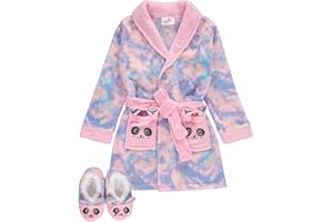 BTween Girls Unicorn Bathrobe Set Soft, Cozy, and Fun with Matching Slippers Perfect for Lounging